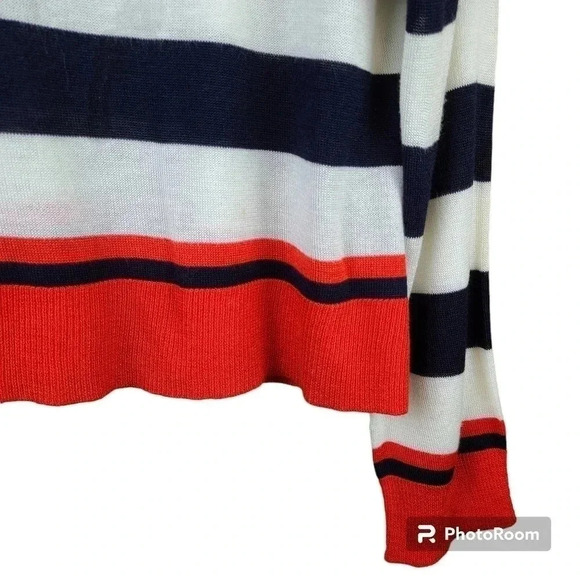 ZARA knit striped sweater with red cuffs and hem - Picture 3 of 7